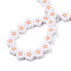 Creamy White Handmade Polymer Clay Bead Strands, Flower, Creamy White, 7.5~10x7~11x3.5~5mm, Hole: 1.6mm, about 38~40pcs/strand, 13.58 inch~14.57 inch(34.5~37cm)