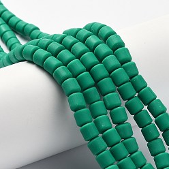 Vert Polymère main brins d'argile de perles, colonne, verte, 6.5x6mm, Trou: 1.2mm, Environ 61 pcs/chapelet, 15.75 pouce (40 cm)