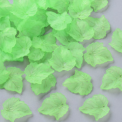 Light Green Autumn Theme Transparent Frosted Acrylic Pendants, Maple Leaf, Light Green, 24x22.5x3mm, Hole: 1mm, about 962pcs/500g
