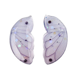 Lavender Transparent Epoxy Resin Cabochons, with Sequins, Wing, Lavender, 20x9.5x2mm