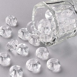 Clear Transparent Colours Glass Round Beads, Round Hole, Clear, 3~5x9~10mm, Hole: 2.5mm, about 660pcs/pound