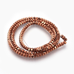 Copper Plated Electroplated Non-magnetic Synthetic Hematite Bead Strand, Rondelle, Faceted, Copper Plated, 3x2mm, Hole: 0.8mm, about 181pcs/strand, 15.7 inch(40cm)
