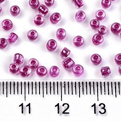 Средний Фиолетово-красный 12/0 стакан бисер, прозрачный внутри цвета блеск, круглое отверстие, круглые, средне фиолетовый красный, 12/0, 2~2.5x1.5~2 мм, отверстия: 0.8 мм, около 30000 шт / мешок