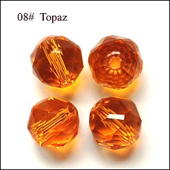 Orange Imitation Austrian Crystal Beads, Grade AAA, Faceted, Round, Orange, 8mm, Hole: 0.9~1mm