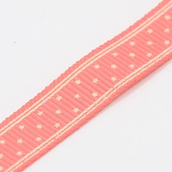 Tomato Star Printed Grosgrain Ribbon, Nice for Party Decoration, Tomato, 3/8 inch(10mm), about 100yards/roll(91.44m/roll)
