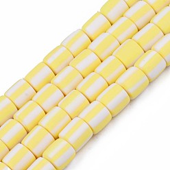 Yellow Handmade Polymer Clay Bead Strands, Column, Yellow, 6x6mm, Hole: 1.5mm, about 63pcs/strand, 15.55 inch~15.94 inch(39.5~40.5cm)