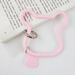 Pink Silicone Cattle Head Loop Phone Lanyard, Wrist Lanyard Strap with Plastic & Alloy Keychain Holder, Pink, 12.5x9.2x0.7cm