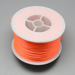 Orange Red Round Nylon Thread, Rattail Satin Cord, for Chinese Knot Making, Orange Red, 1mm, 100yards/roll