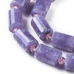 Лепидолит Натуральный лепидолит / пурпурный слюдяный камень бисер пряди, колонка, 11.8~12x7.5~8 мм, отверстие : 0.8 мм, около 26 шт / нитка, 15.5 дюйм (39.6 см)