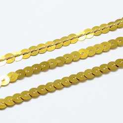Gold Plastic Paillette Beads, Sequins Beads, Ornament Accessories, Flat Round, Gold, 4mm, about 100yards/roll