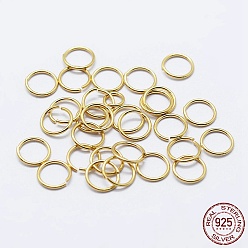 Настоящее золото 18K 925 кольца с открытыми скачками стерлингового серебра, круглые кольца, реальный 18 k позолоченный, 18 датчик, 9x1 мм, внутренний диаметр: 7 мм, Около 48 шт / 10 г