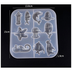 White Silicone Molds, Resin Casting Molds, For UV Resin, Epoxy Resin Jewelry Making, Ocean Style, White, 13.8x15x1.9cm