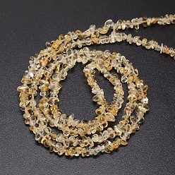 Citrine Chips Natural Citrine Beads Strands, 3~8x3~12x3~5mm, Hole: 1mm, about 32 inch