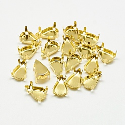 Golden 201 Stainless Steel Sew on Prong Settings, Claw Settings for Pointed Back Rhinestone, teardrop, Golden, Tray: 8x5mm, 9x6x4.5mm, Hole: 1mm