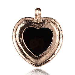 Black Heart Alloy Big Pendants, with Plastic, Golden, Black, 53x45x11mm, Hole: 5.5mm