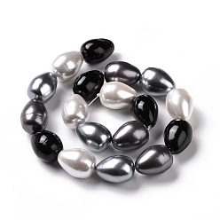 Черный Оболочки нити шарик перлы, класс А, баррель, чёрные, 23x17 мм, отверстие : 1 мм, около 17 шт / нитка, 15.15 дюйм