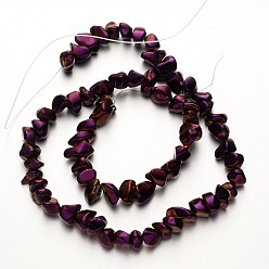 Plaqué Violet Galvanoplastie non magnétiques hématite synthétique brins de perles, puce, pourpre plaqué, 4~12mm, Trou: 1mm, Environ 69 pcs/chapelet, 15.7 pouce