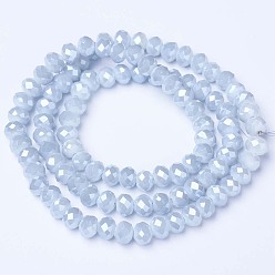 Couleur Mélangete Perles en verre electroplate, perle plaquée lustre, facette, rondelle, couleur mixte, 6x5mm, Trou: 1mm, Environ 85~88 pcs/chapelet, 16.1~16.5 pouce (41~42 cm)