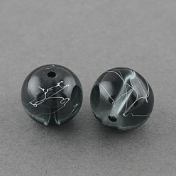Gray Drawbench Transparent Glass Beads Strands, Spray Painted, Round, Gray, 8mm, Hole: 1.3~1.6mm, 31.4 inch