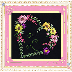 Couleur Mélangete Costume d'outil de broderie bricolage ruban de soie oxford, de décorer la maison, motif de coeur, couleur mixte, 29.5x29.5 cm
