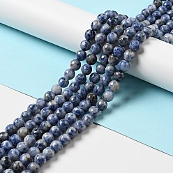 Jaspe Avec Point Bleu Perles de jaspe tache bleue naturelle, givré, ronde, 8~8.5mm, Trou: 1.2~1.4mm, Environ 45~48 pcs/chapelet, 14.65''~15.08'' (37.2~38.3 cm)