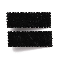 Black Rectangle Plastic Alligator Hair Clips, Hair Barrettes for Women and Girls, with Platinum Tone Iron Findings, Black, 55x20x10mm