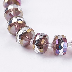 Mixed Color Electroplate Glass Beads Strands, Colours, Faceted, Rondelle, Mixed Color, 11~11.5x7.5~8.5mm, Hole: 1.5~2mm
