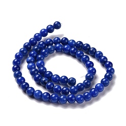 Midnight Blue Natural Mashan Jade Round Beads Strands, Dyed, Midnight Blue, 6mm, Hole: 1mm, about 69pcs/strand, 15.7 inch