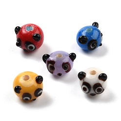 Mixed Color Handmade Lampwork Beads, Panda Head, Mixed Color, 10~11x11~15x11~13mm, Hole: 2.6~2.8mm