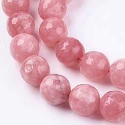 Rose Nacré Jade naturel rangées de perles, teint, facette, ronde, perle rose, 10mm, Trou: 1mm, 38 pcs / chapelet, 14.5 pouce
