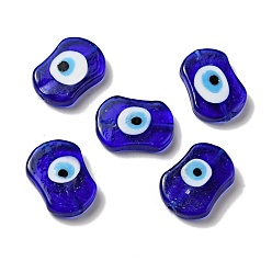 Синий Ручной зло бусины глаз, овальные, синие, 18x25x5 мм, отверстие : 1.6 мм