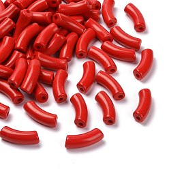 Красный Непрозрачные акриловые бусины, изогнутая трубка, красные, 34.5x13x11 мм, отверстие : 3.5 мм, Около 155 шт / 500 г