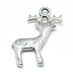 Antique Silver Tibetan Style Alloy Pendants, Christmas Reindeer/Stag, Cadmium Free & Nickel Free & Lead Free, Antique Silver, 23.5x19x3mm, Hole: 2mm, about 700pcs/1000g