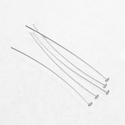 Silver 925 Sterling Silver Flat Head Pins, Silver, 29~30x0.5mm, Head: 1.5mm, about 238pcs/20g