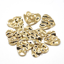 Real 18K Gold Plated Brass Pendants, Heart, Real 18K Gold Plated, 24x28x1mm, Hole: 1mm
