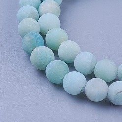 Amazonite Chapelets de perles amazonite naturelles  , givré, ronde, 12mm, Trou: 2mm, Environ 32 pcs/chapelet, 15.7 pouce (40 cm)