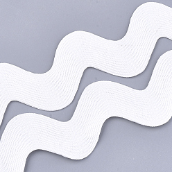 Creamy White Polyester Ribbons, Wave Shape, Creamy White, 38~40mm, 10yard/card