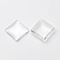Clair Verre transparent cabochons carrés, clair, 20x20x5~6mm