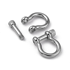 Stainless Steel Color 304 Stainless Steel D-Ring Anchor Shackle Clasps, for Bracelets Making, Stainless Steel Color, 24x21~23x6~7mm
