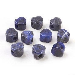 Sodalite Natural Sodalite European Beads, Large Hole Beads, Heart, 13~14x13~14x9~10mm, Hole: 5.5~6mm