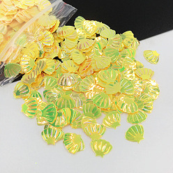 Yellow Shell PVC Nail Art Glitter Sequins, Manicure Decorations, UV Resin Filler, for Epoxy Resin Slime Jewelry Making, Yellow, 7mm