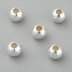 Silver 925 Sterling Silver Beads, Round, Silver, 8mm, Hole: 3mm