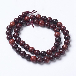 Brun De Noix De Coco Brins de perles de bois de rose birman naturel, ronde, brun coco, 6mm, Trou: 1mm, Environ 63 pcs/chapelet, 15.5 pouce (39.5 cm)