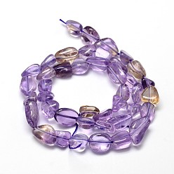 Ametrine Natural Ametrine Nuggets Beads Strands, Tumbled Stone, 9~12x8~13x5~7mm, Hole: 1mm, about 15.3 inch~15.7 inch