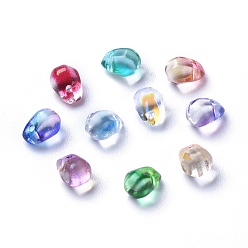 Mixed Color Transparent Glass Charms, Dyed & Heated, Faceted, Teardrop, Mixed Color, 6x5.5x6.5mm, Hole: 0.8mm