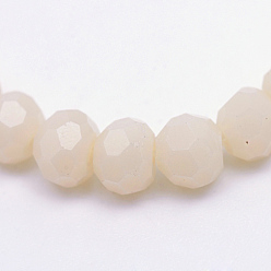 Bisque Opaque Solid Glass Bead Strands, Faceted(32 Facets) Round, Bisque, 6mm, Hole: 1mm, about 100pcs/strand, 24 inch
