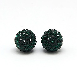 Emerald Polymer Clay Rhinestone Beads, Pave Disco Ball Beads, Grade A, Round, PP9, Emerald, PP9(1.5~1.6mm), 6mm, Hole: 1.2mm