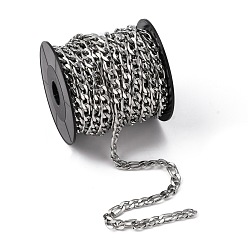 Stainless Steel Color 304 Stainless Steel Figaro Chains, Unwelded, Stainless Steel Color, 7mm