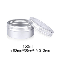 Platinum 150ml Round Aluminium Tin Cans, Aluminium Jar, Storage Containers for Jewelry Beads, Candies, with Screw Top Lid and Clear Window, Platinum, 8.3x3.8cm, Capacity: 150ml(5.07 fl. oz)