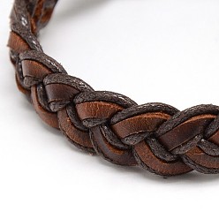 Sienna Trendy Unisex Casual Style Braided Waxed Cord and Leather Bracelets, Sienna, 58mm